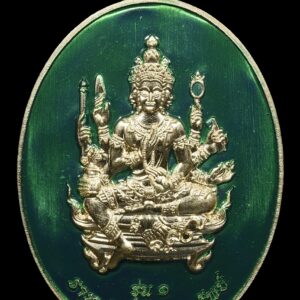 พระพรหม ราชาโชค ราชาทรัพย์ เนื้อลงยาเขียว - Image 4
