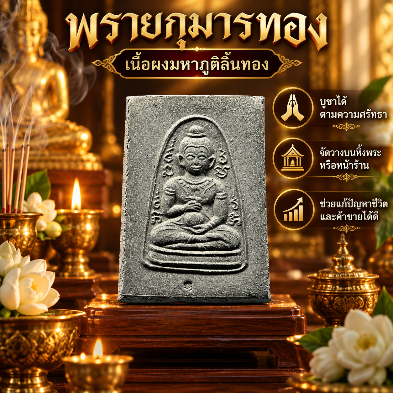 พรายกุมารทอง เนื้อผงมหาภูติลิ้นทอง หลวงปู่สบู่บุญเอก วัดตาคลีภิรมย์ตำบล จังหวัดเพชรบูรณ์ ปลุกเสก - Image 6
